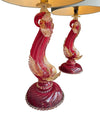 Mid Century table lamps Murano dolphin shaped lamps in red by Barovier & Toso - 1940s