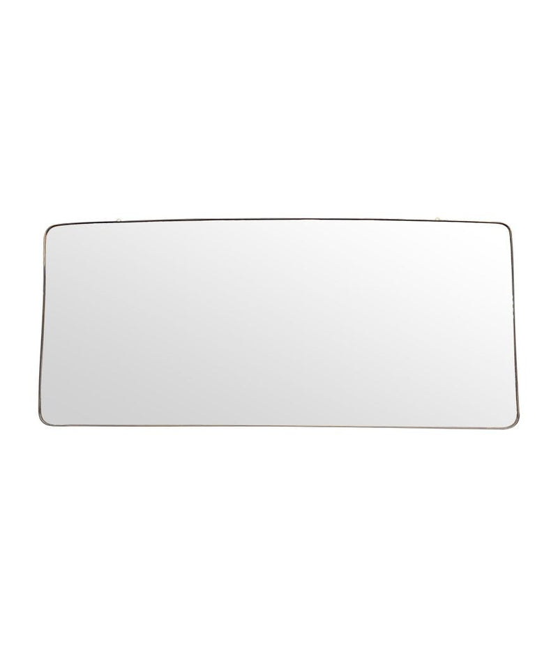 Mid Century mirror Italian brass framed 1950s with curved corners