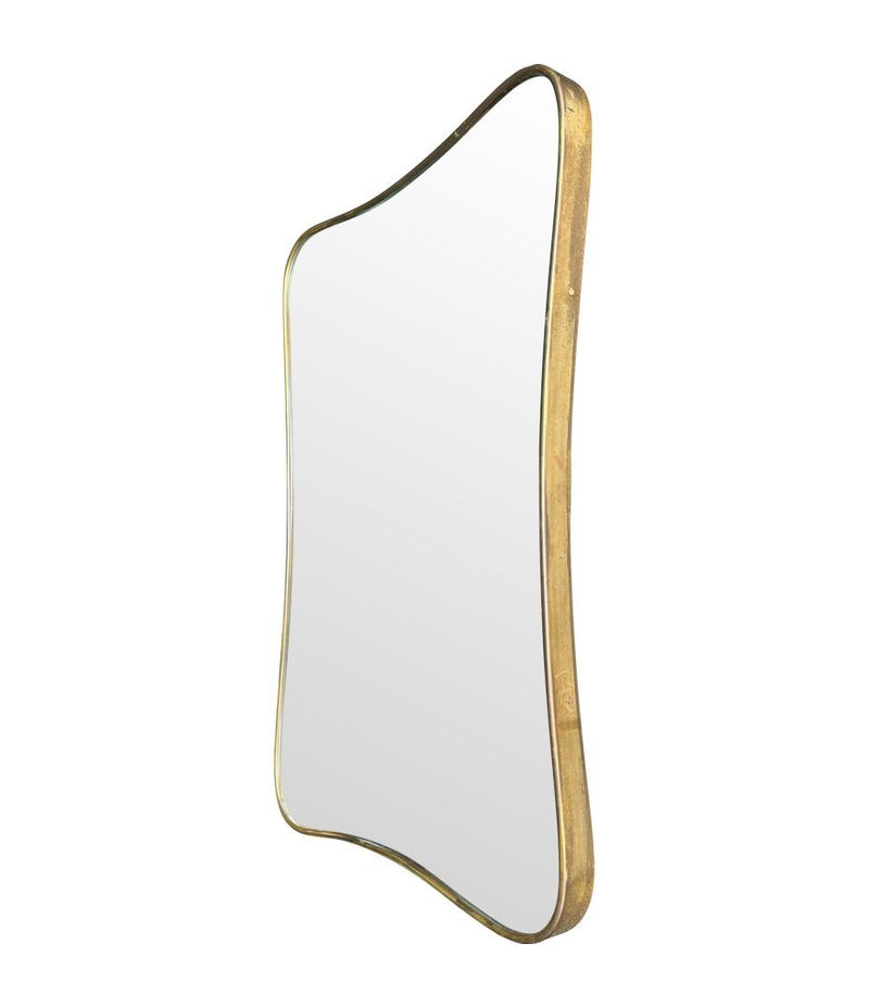 Mid century mirror brass framed with shaped curved corners 1950s Italian