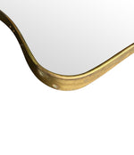 Mid century mirror brass framed with shaped curved corners 1950s Italian