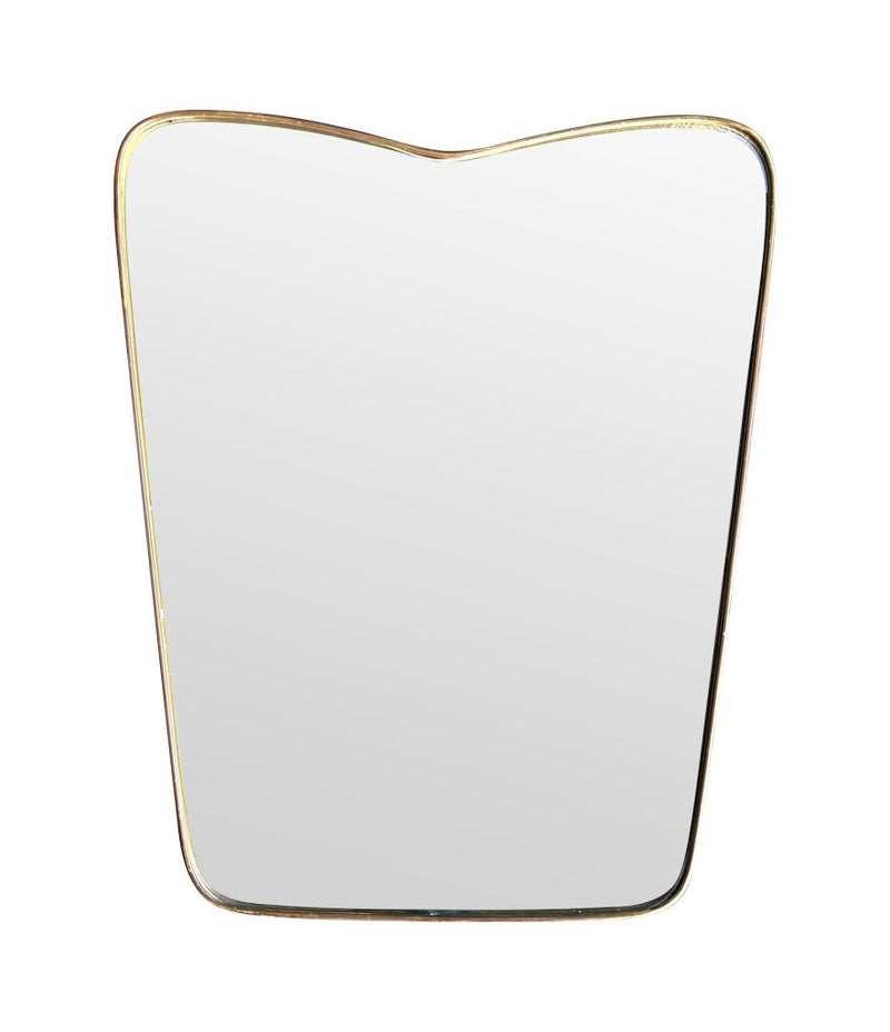 Mid Century mirror brass framed Italian with shaped top - 1950s