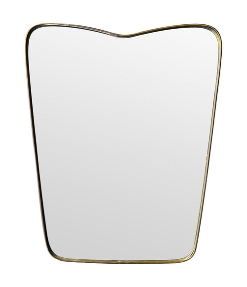 Mid Century mirror brass framed Italian with shaped top - 1950s