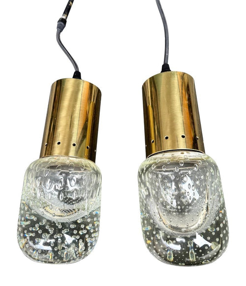 Mid century pendant light Murano glass and brass by Gino Sarfatti and Archimede Seguso