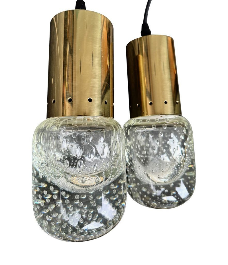 Mid century pendant light Murano glass and brass by Gino Sarfatti and Archimede Seguso