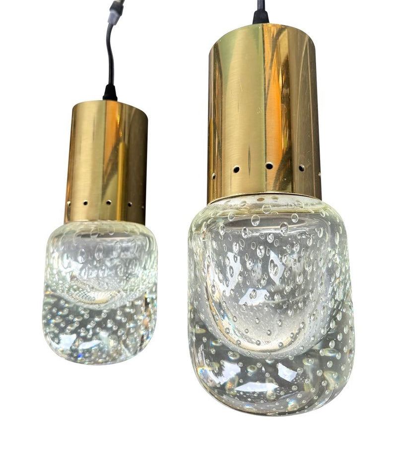 Mid century pendant light Murano glass and brass by Gino Sarfatti and Archimede Seguso