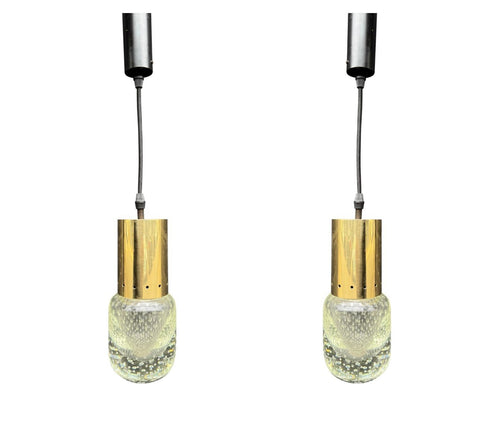 Mid century pendant light Murano glass and brass by Gino Sarfatti and Archimede Seguso