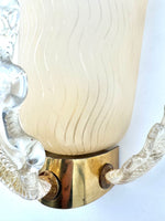 Mid Century wall sconces Murano glass and brass by Barovier and Toso - 1950s