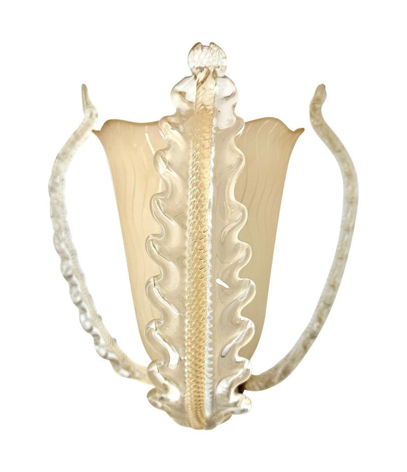 Mid Century wall sconces Murano glass and brass by Barovier and Toso - 1950s