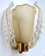 Mid Century wall sconces Murano glass and brass by Barovier and Toso - 1950s