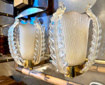 Mid Century wall sconces Murano glass and brass by Barovier and Toso - 1950s
