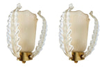 Mid Century wall sconces Murano glass and brass by Barovier and Toso - 1950s