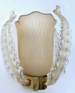 Mid Century wall sconces Murano glass and brass by Barovier and Toso - 1950s