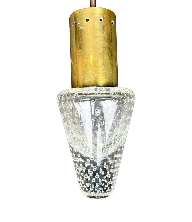 Mid century ceiling light Murano glass and brass pendant light by Gino Sarfatti and Archimede Seguso - 1950s - Italian