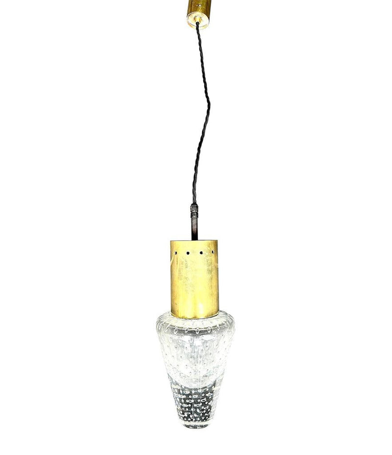 Mid century ceiling light Murano glass and brass pendant light by Gino Sarfatti and Archimede Seguso - 1950s - Italian