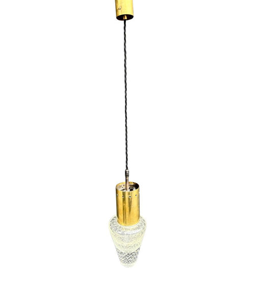Mid century ceiling light Murano glass and brass pendant light by Gino Sarfatti and Archimede Seguso - 1950s - Italian