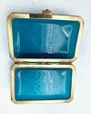 Mid century Murano box turquoise opaline and gilt metal by Gino Cenedese
