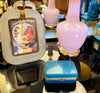 Mid century Murano box turquoise opaline and gilt metal by Gino Cenedese