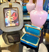 Mid century Murano box turquoise opaline and gilt metal by Gino Cenedese