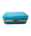 Mid century Murano box turquoise opaline and gilt metal by Gino Cenedese