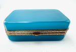 Mid century Murano box turquoise opaline and gilt metal by Gino Cenedese