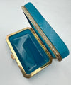 Mid century Murano box turquoise opaline and gilt metal by Gino Cenedese