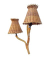 Mid Century wall sconces bamboo by Louis Sognot with rattan shades - 1950s