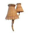 Mid Century wall sconces bamboo by Louis Sognot with rattan shades - 1950s