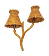 Mid Century wall sconces bamboo by Louis Sognot with rattan shades - 1950s