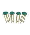 Four mid century faux bamboo bar stools with green seat pads - Spanish