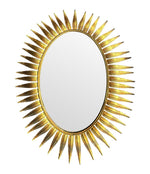 Mid century mirror gilt metal oval sunburst eyelash mirror - Spanish - 1950s