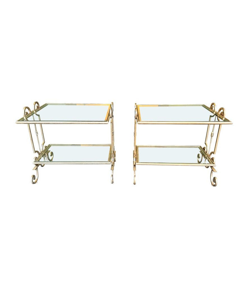 Mid Century side tables gilt wrought iron