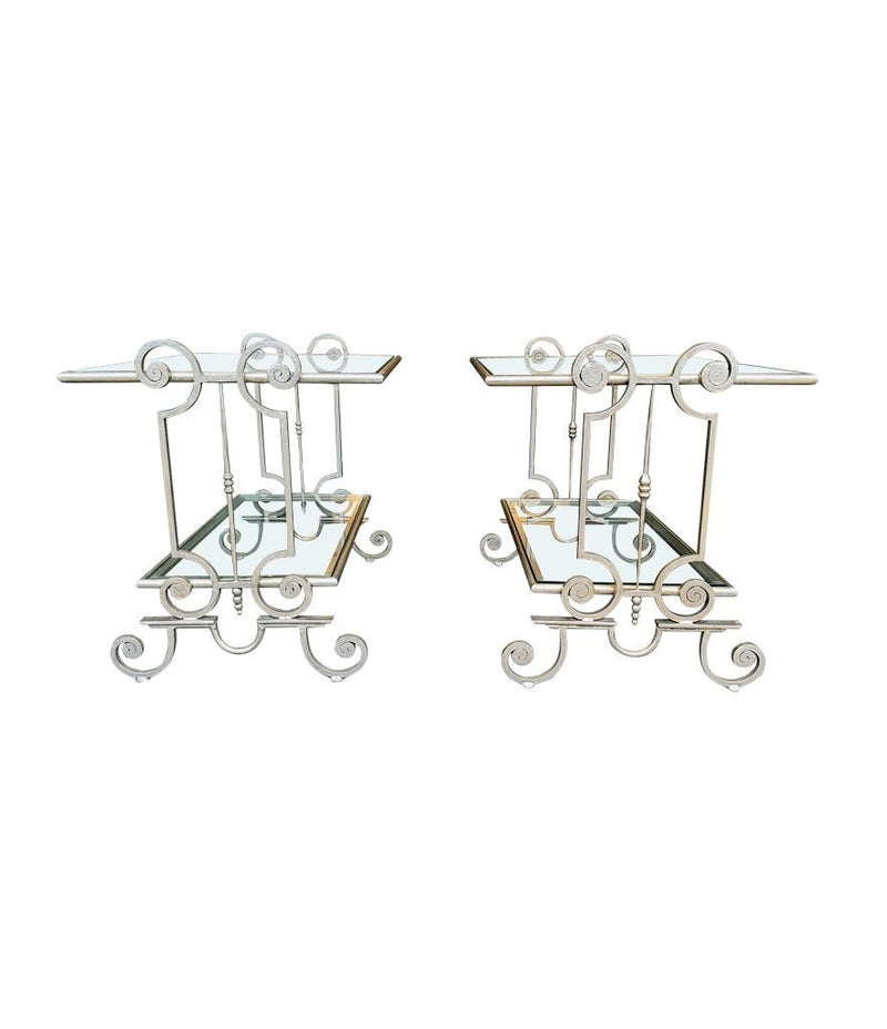 Mid Century side tables gilt wrought iron