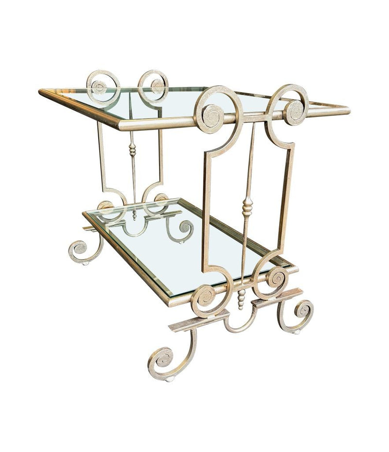Mid Century side tables gilt wrought iron