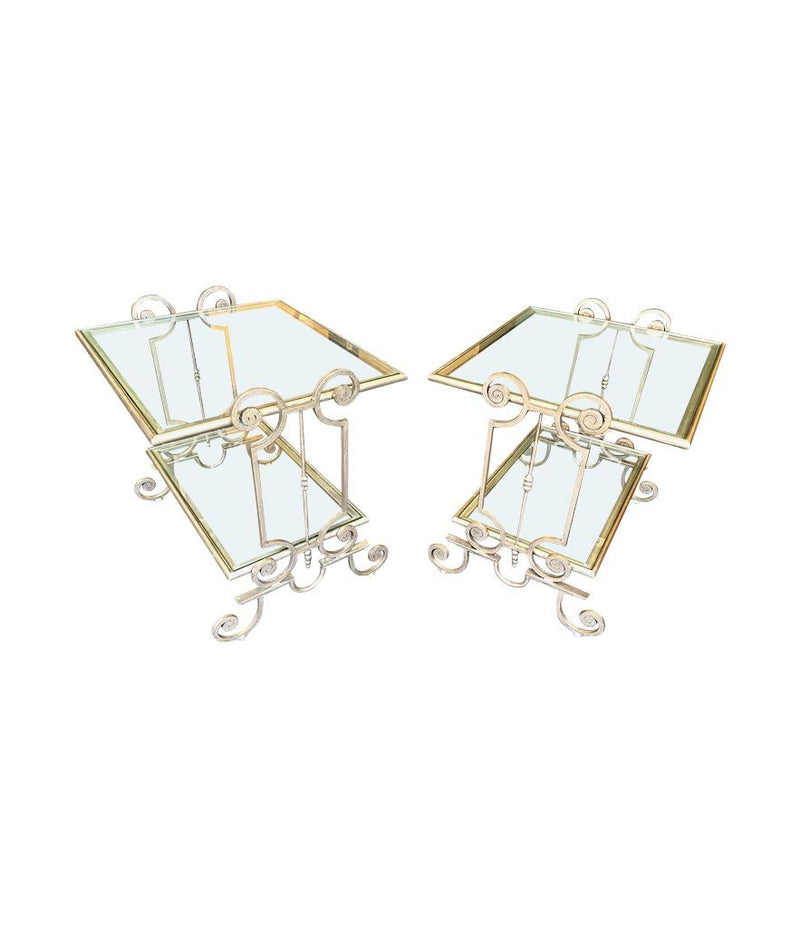 Mid Century side tables gilt wrought iron