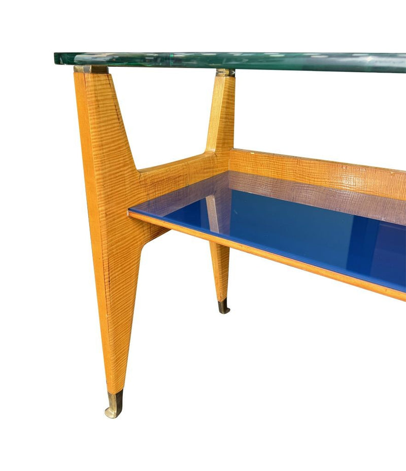 Mid Century console dresser desk by Vittorio Dassi marquetry birds-eye maplewood - Mid Century furniture - 1950s