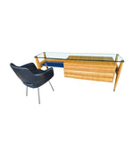 Mid Century console dresser desk by Vittorio Dassi marquetry birds-eye maplewood - Mid Century furniture - 1950s
