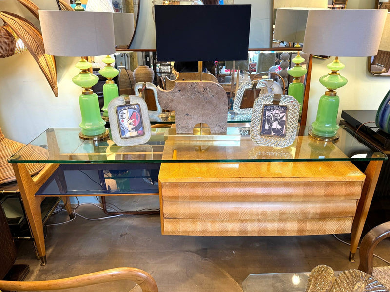 Mid Century console dresser desk by Vittorio Dassi marquetry birds-eye maplewood - Mid Century furniture - 1950s