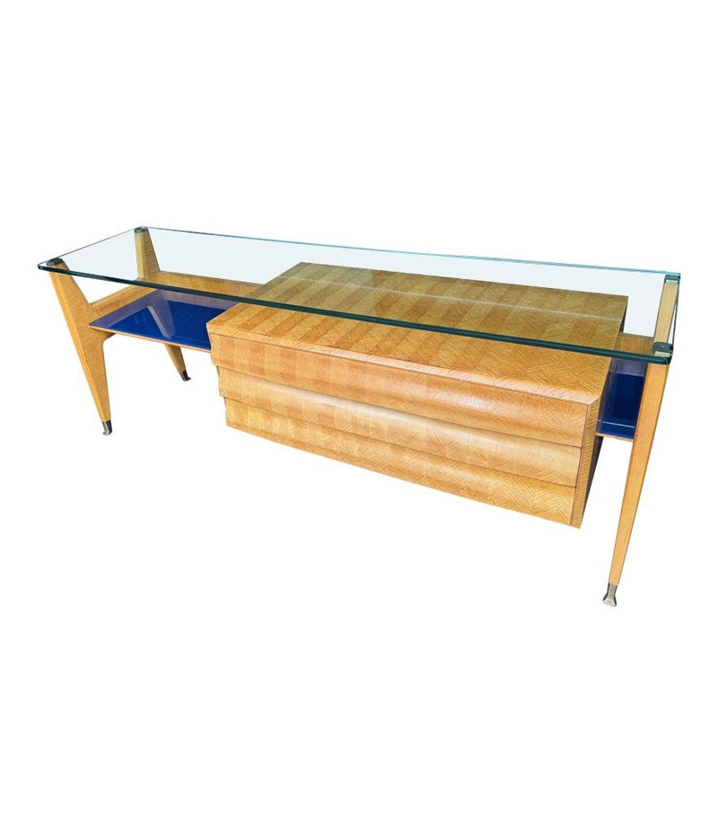 Mid Century console dresser desk by Vittorio Dassi marquetry birds-eye maplewood - Mid Century furniture - 1950s