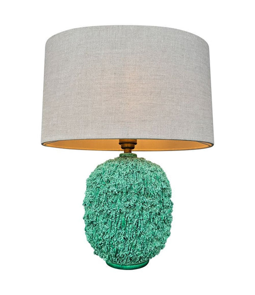 Mid century table lamp studio pottery Hedgehog lamp by Gunnar Nylund for Rörstrand in vibrant green