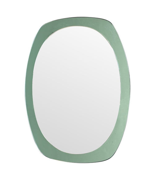 Mid century mirror with mint green mirrored frame Cristal Arte - Italian - 1960s