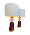 Mid Century table lamps Murano Opaline glass and brass by Cenedese 1960s