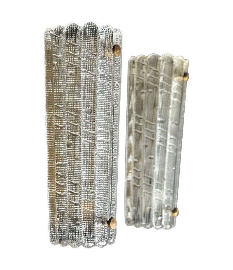 Mid century wall sconces Orrefors glass and brass by Carl Fagerlund - 1960s