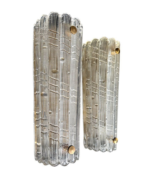 Mid century wall sconces Orrefors glass and brass by Carl Fagerlund - 1960s