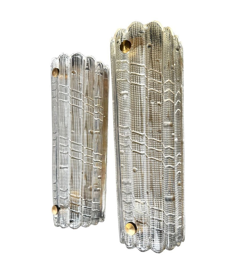 Mid century wall sconces Orrefors glass and brass by Carl Fagerlund - 1960s