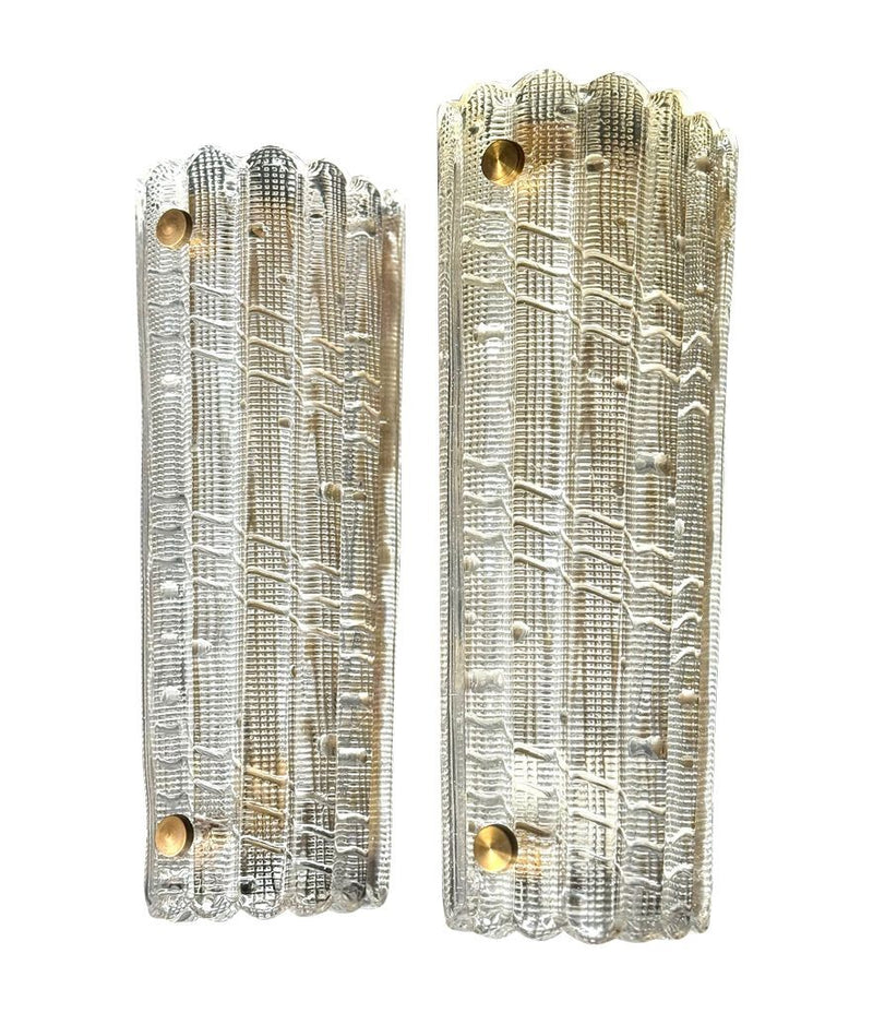 Mid century wall sconces Orrefors glass and brass by Carl Fagerlund - 1960s