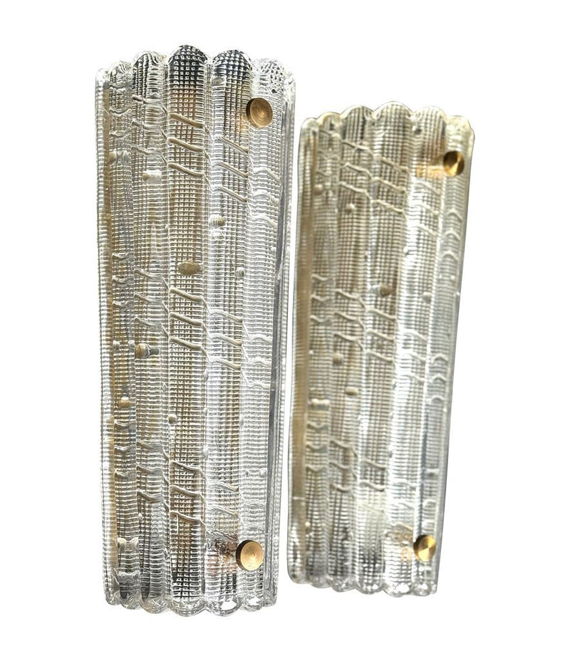 Mid century wall sconces Orrefors glass and brass by Carl Fagerlund - 1960s