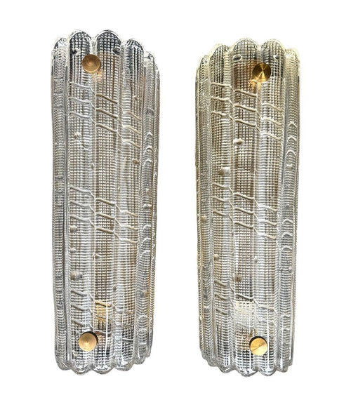 Mid century wall sconces Orrefors glass and brass by Carl Fagerlund - 1960s
