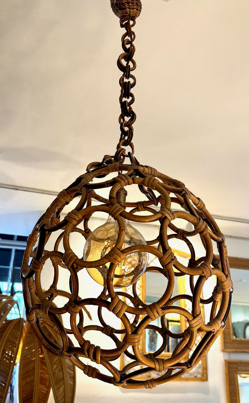 Mid Century bamboo ball light in the style of Franco Albini - Italian - 1960s - Mid Century lighting