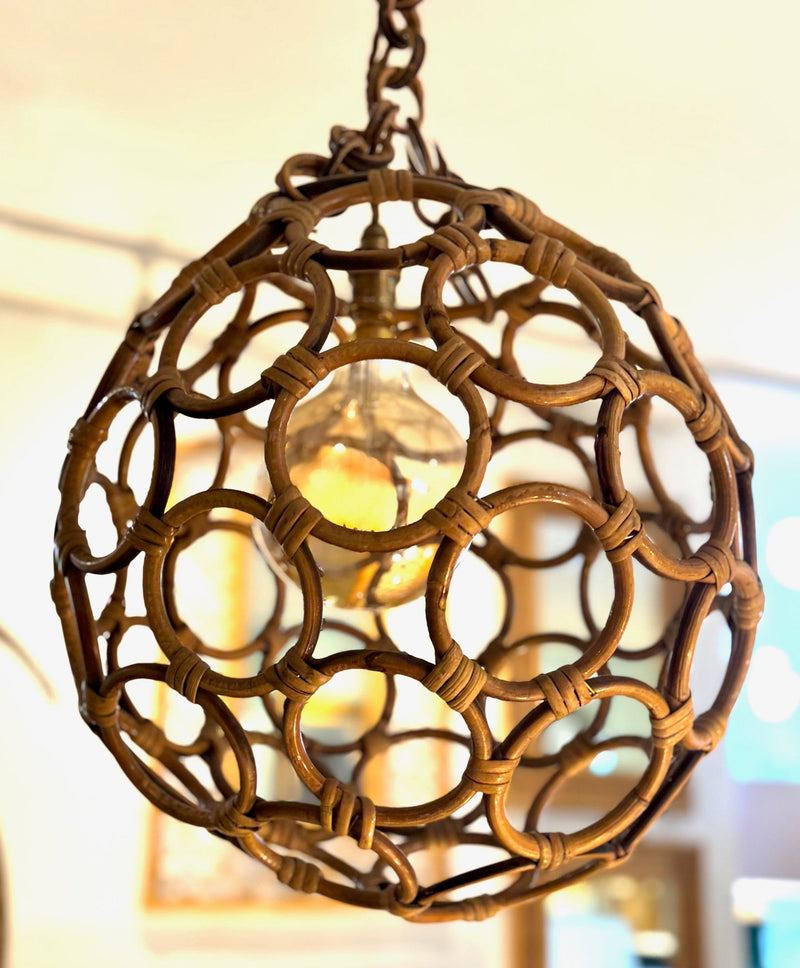 Mid Century bamboo ball light in the style of Franco Albini - Italian - 1960s - Mid Century lighting