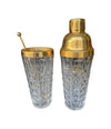 Mid century Val Saint Lambert crystal and gold cocktail shaker set with jug - 1960s